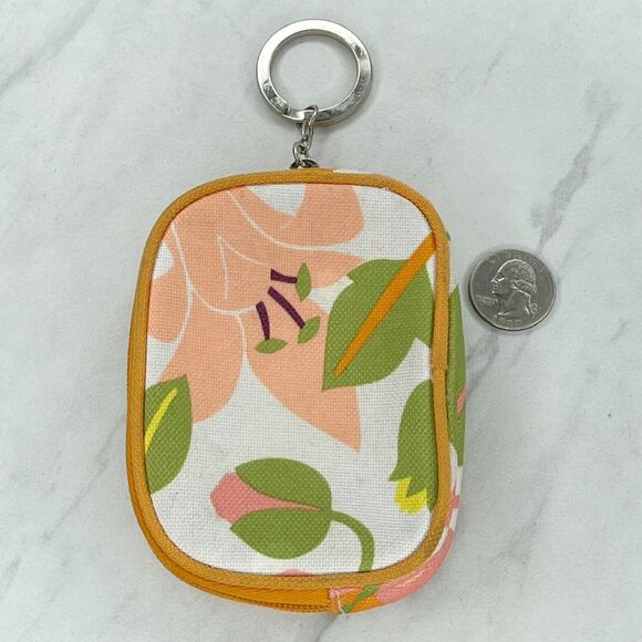Clinique Small Floral Pouch Makeup Cosmetic Bag Keychain Keyring - Picture 2 of 11